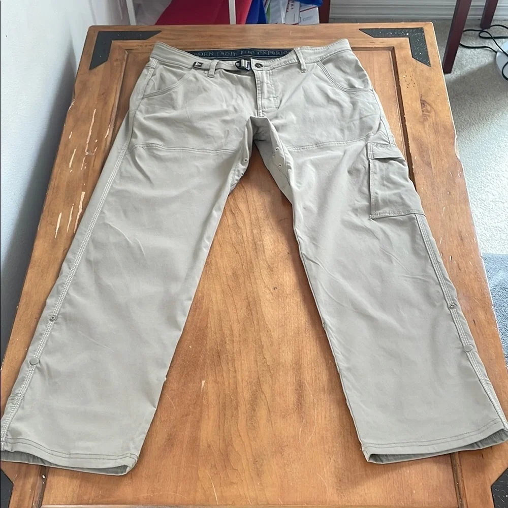 Prana Tan Roll Up Cargo Pants with Classic Straight-Leg Cut Size 34